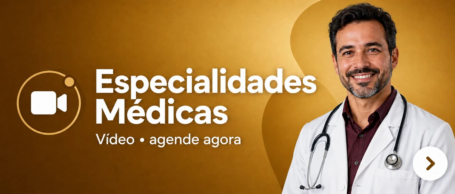 Banner do aplicativo: Especialidades médicas por vídeo