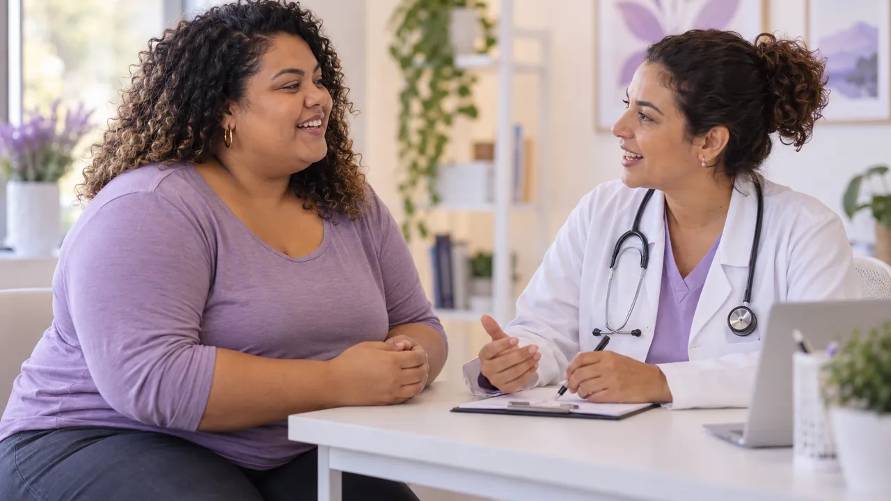 Imagem ilustrativa de mulher conversando com médica numa consulta sobre saúde
